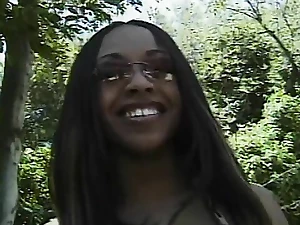Hot ebony chick moans in pleasure as her juicy cunt is banged hard