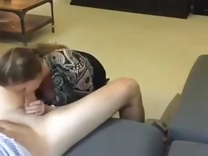 Awesome milf sucking businessman cock