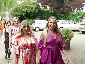 15 girls in one big mansion is guaranteed a horny girls only orgy!