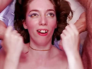 Big ass brunette milf fucked by 2 hard cocks