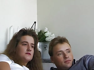 Young girl passionately sucks her big stepbrother's cock