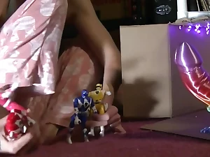 Willamina Plays With Action Figures And Cock-asaurus