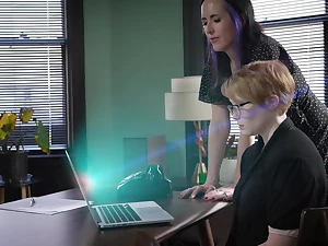 Milf Turns Her Sexy Secretary Into Her New Sub